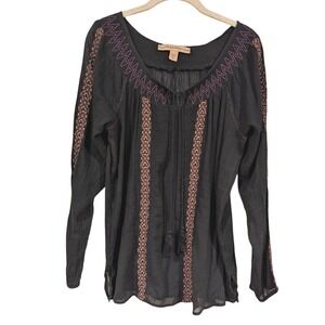 Vintage America Jeans Embroidered‎ Peasant Top Boho Festival Blouse M